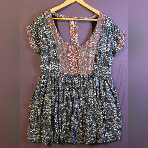 Free People Dresses & Skirts - Free People Multicolor Patterned Mini Dress Size L